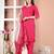 Schiffli embroidered rani pink kurta set with cotton lining