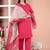 Schiffli embroidered rani pink kurta set with cotton lining