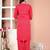 Schiffli embroidered rani pink kurta set with cotton lining