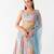 blue printed chiffon lehenga