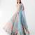 blue printed chiffon lehenga