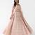 peach embroidered net lehenga with belt