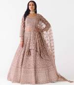 gold embroidered net lehenga with belt