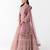 peach embroidered net lehenga with belt