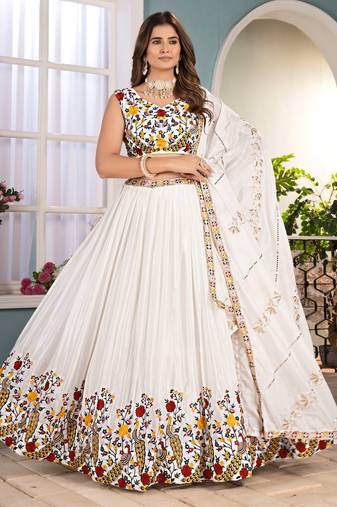 WHITE PEACOCK EMBROIDERED LEHENGA CHOLI