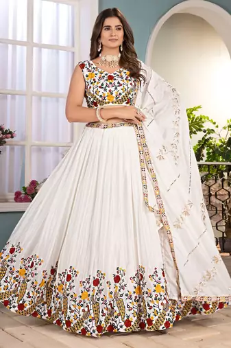 WHITE PEACOCK EMBROIDERED LEHENGA CHOLI
