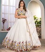 WHITE PEACOCK EMBROIDERED LEHENGA CHOLI