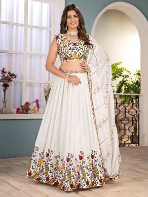 WHITE PEACOCK EMBROIDERED LEHENGA CHOLI 5