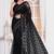 Black resham zari badla embroidery work net party wear saree