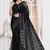 Black resham zari badla embroidery work net party wear saree