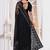 Black resham zari badla embroidery work net party wear saree