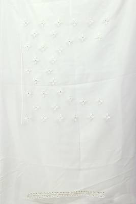 White resham zari embroidery work net party wear saree 2