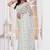 White resham zari embroidery work net party wear saree