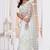 White resham zari embroidery work net party wear saree