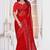 Red resham zari embroidery work net party wear saree