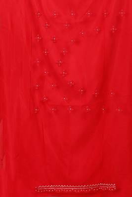 Red resham zari embroidery work net party wear saree 2
