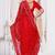 Red resham zari embroidery work net party wear saree