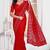 Red resham zari embroidery work net party wear saree