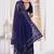 Navy blue resham zari embroidery work net party wear saree