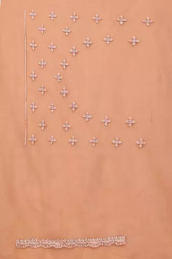 Peach resham zari embroidery work net party wear saree