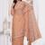 Peach resham zari embroidery work net party wear saree