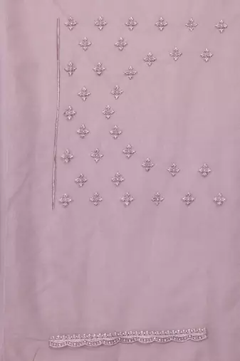 Lavender resham zari embroidery work net party wear saree