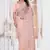 Light peach resham zari embroidery work net party wear saree