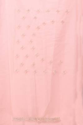 Light peach resham zari embroidery work net party wear saree 2