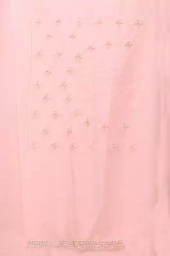 Light peach resham zari embroidery work net party wear saree