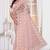 Light peach resham zari embroidery work net party wear saree