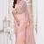 Light peach resham zari embroidery work net party wear saree