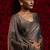 Grey zarkan handwork embroidery silk blend saree