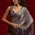 Gray zarkan handwork embroidery silk blend saree