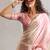 Pink heavy zarkan handwork with beads two tone silk saree
