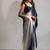 Black beads zarkan handwork two tone silk blend saree