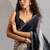 Black beads zarkan handwork two tone silk blend saree