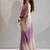 Purple beads zarkan handwork two tone silk blend saree
