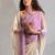Purple beads zarkan handwork two tone silk blend saree