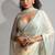 Pista green beads zarkan handwork two tone silk blend saree