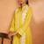 Hardik canary yellow embroidered cotton co ord sets