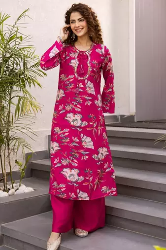 Kabool rosy pink printed cotton co ord sets