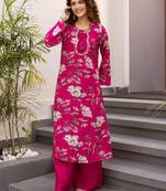 Kabool rosy pink printed cotton co ord sets