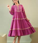 Purna munsell purple plain cotton short dresses