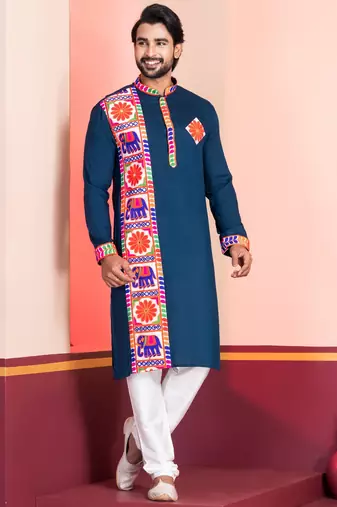 Green Embroidered Faux Rayon navratri special kurta set