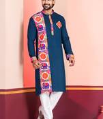 Green Embroidered Faux Rayon navratri special kurta set