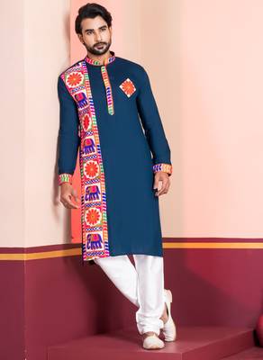 Green Embroidered Faux Rayon navratri special kurta set 2