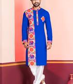 Blue Embroidered Faux Rayon navratri special kurta set