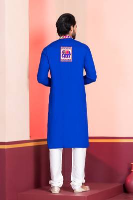Blue Embroidered Faux Rayon navratri special kurta set 4