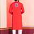 Red Embroidered Faux Rayon navratri special kurta set