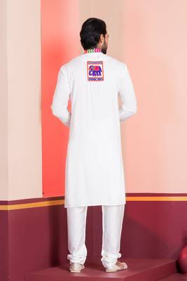 White Embroidered Faux Rayon navratri special kurta set 4